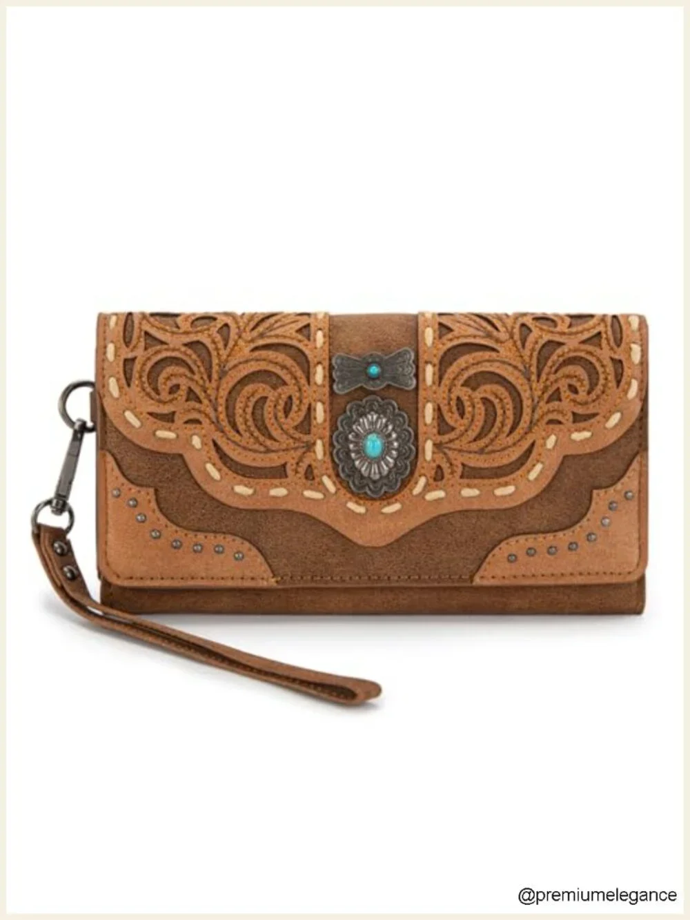 Tri-Fold Vegan Leather Wristlet Wallet with RFID Blocking